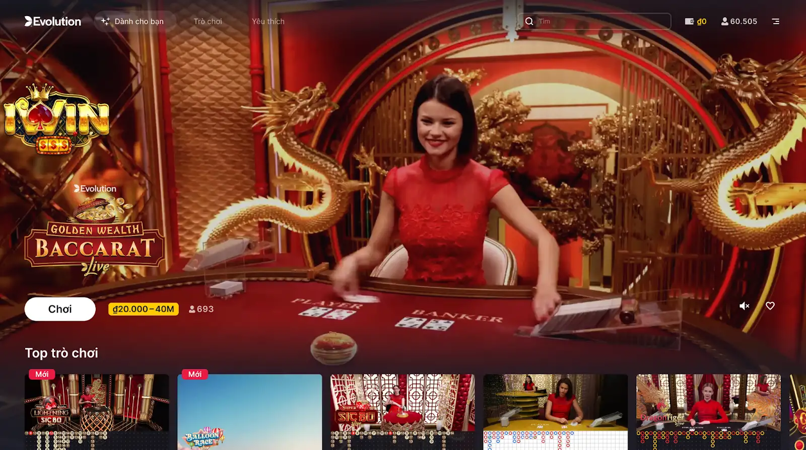 Live casino - Chuyên mục sang trọng nhất trên trang game bài Iwin