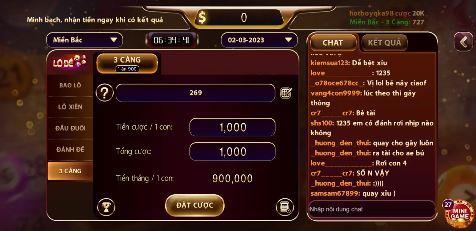 Hướng dẫn cách tham gia trò chơi lô đề với tỷ lệ 1 trúng 900 tại cổng game bài Hitclub