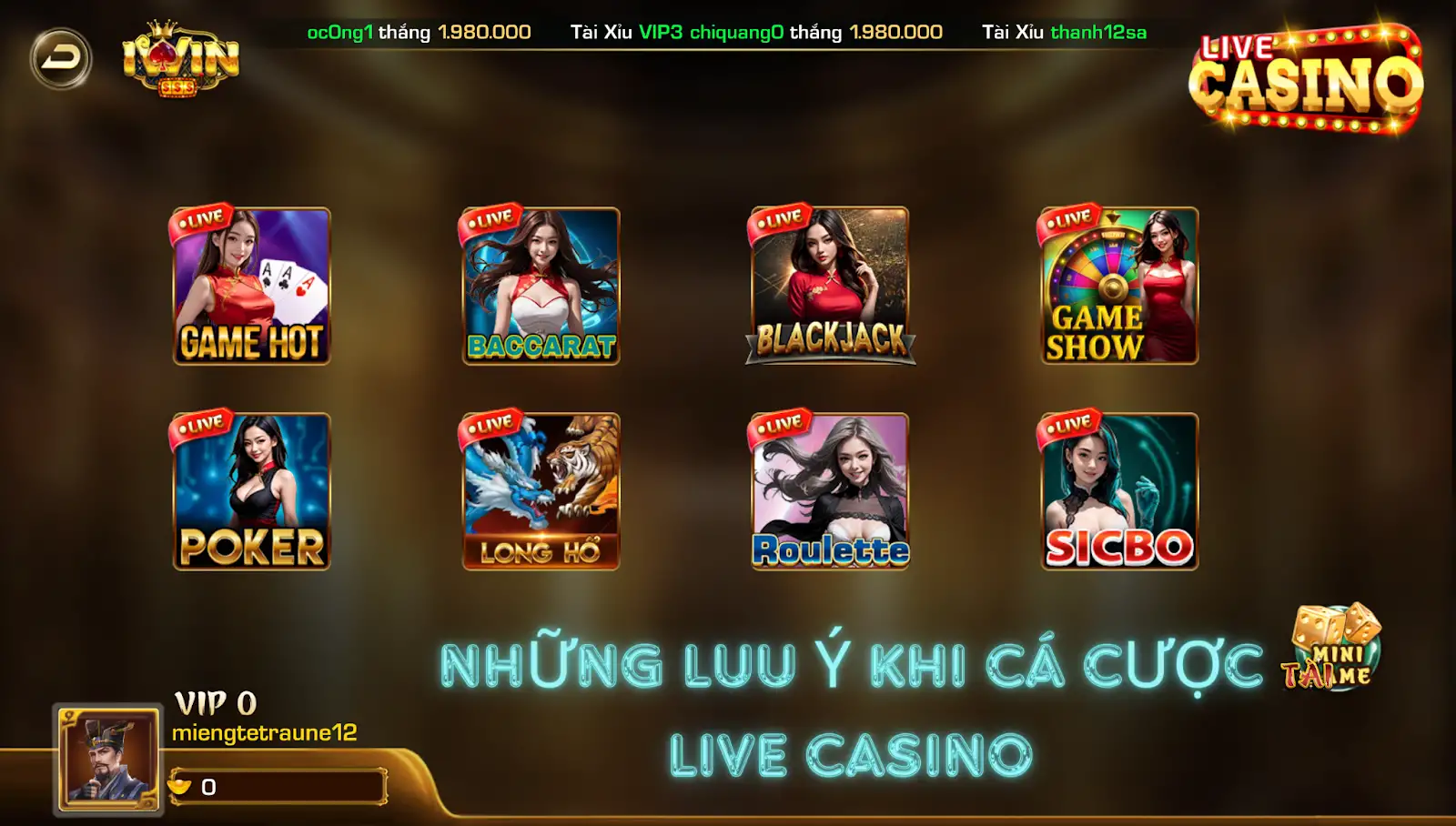 Live casino - Chuyên mục sang trọng nhất trên trang game bài Iwin