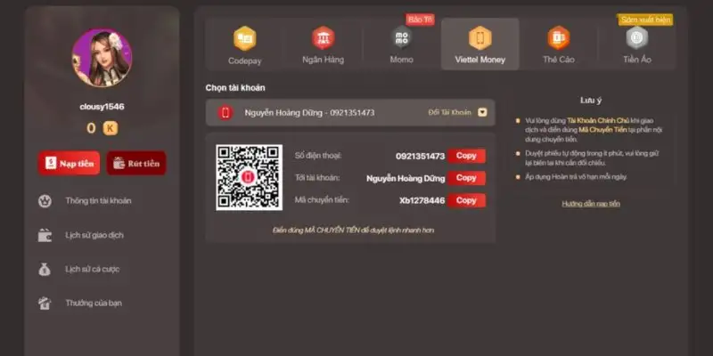 Hướng dẫn cách nạp tiền XO88 nhanh chóng, tiện lợi 15 Hướng dẫn cách nạp tiền XO88 nhanh chóng, tiện lợi