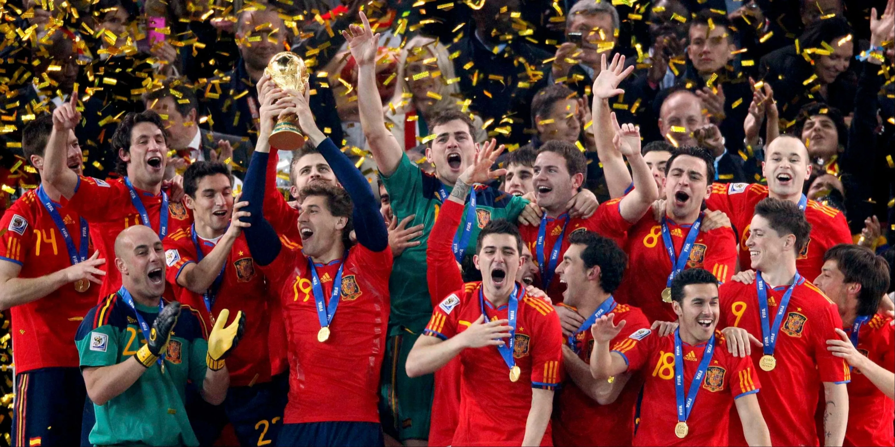 Đội tuyển Tây Ban Nha ăn mừng chức vô địch World Cup