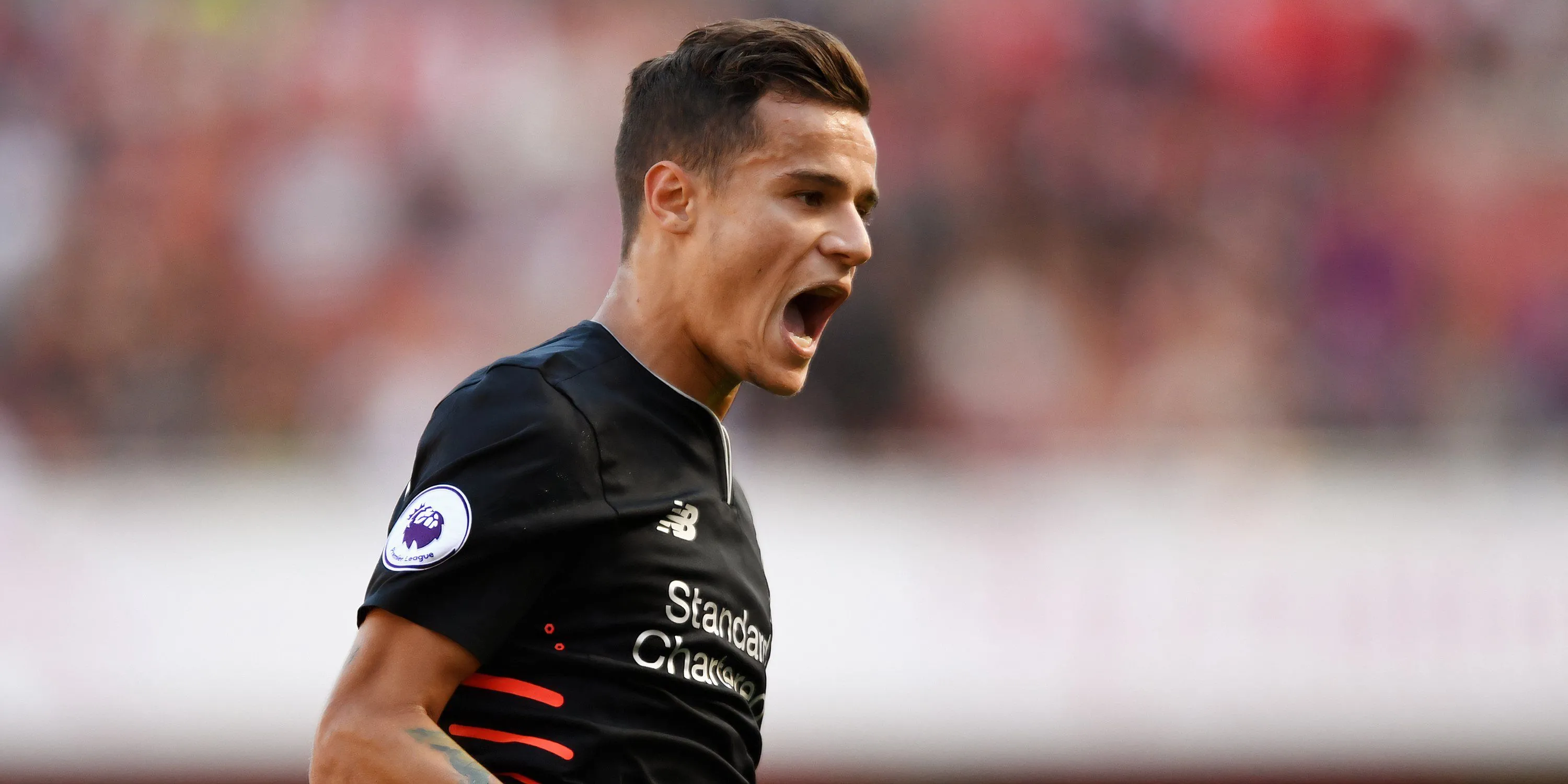 Pha ăn mừng bàn thắng của Philippe Coutinho cho Liverpool vào lưới Arsenal