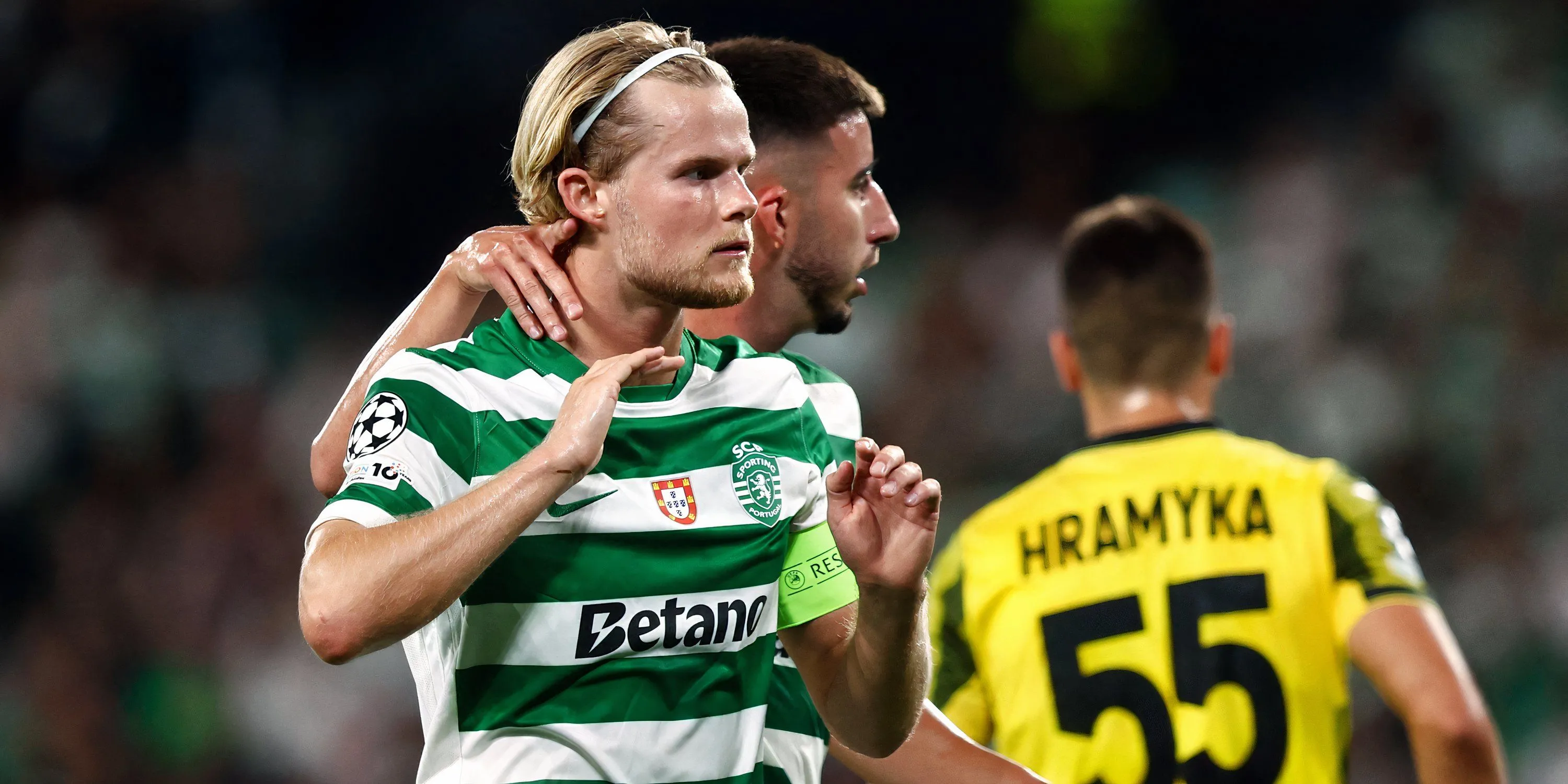 Morten Hjulmand trong màu áo Sporting CP, tiền vệ toàn diện được Man City quan tâm