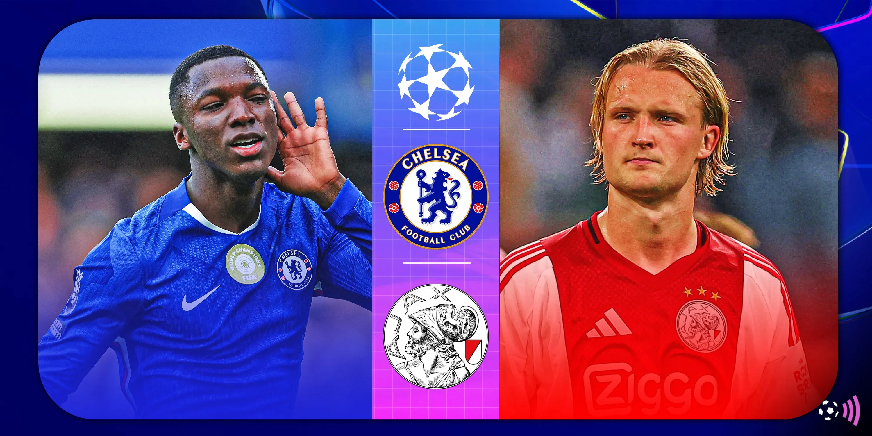 Pha ăn mừng của cầu thủ Chelsea sau bàn thắng vào lưới Ajax, thể hiện sức công phá của đội chủ nhà trong trận đấu Champions League